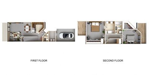 A floor plan of a house with a first and second floor.